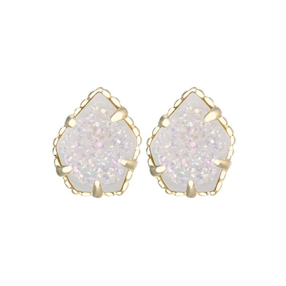 Kendra Scott Tessa Gold Stud Earrings in Iridescent Drusy (sold on site for $85)